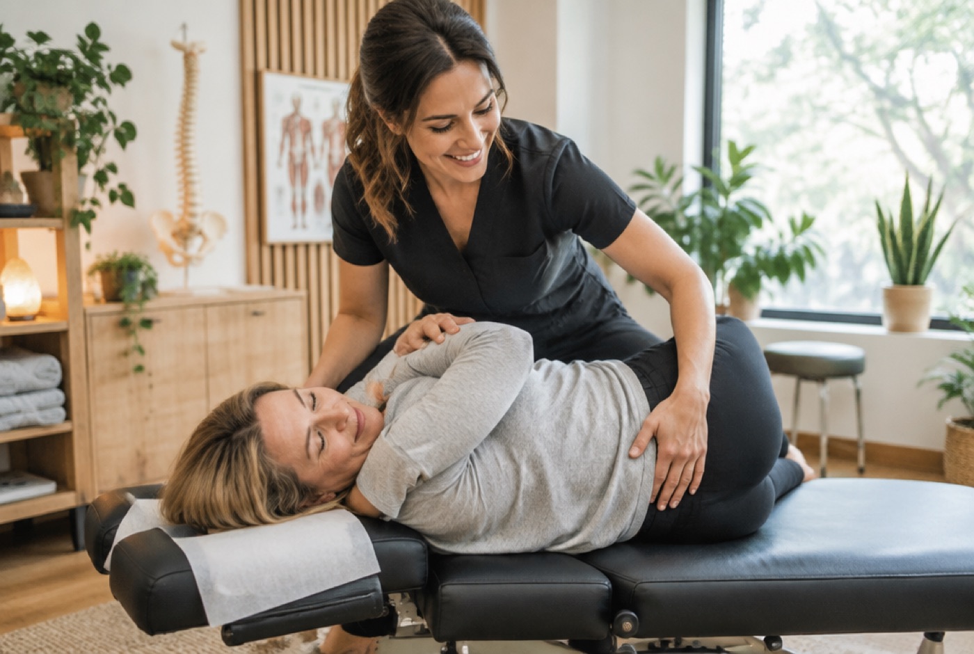 Chiropractor adjusting a patient
